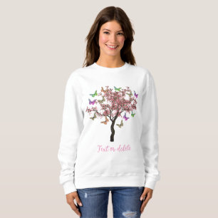 Butterflies And Flowering Tree Personalized Sweatshirt