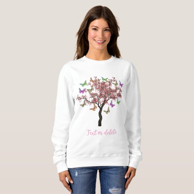 Butterflies And Flowering Tree Personalized  Sweatshirt (Front Full)