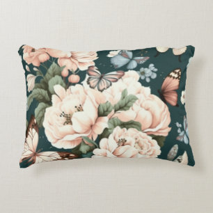 Butterflies and flowers accent pillow