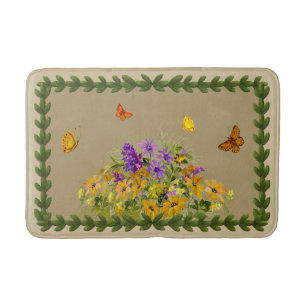 Butterflies and Flowers Bath Mat