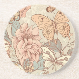 Butterflies and flowers  coaster