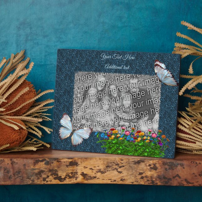 Butterflies And Flowers Create Your Own Photo  Plaque (Side)