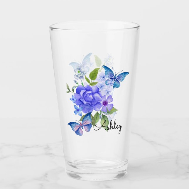 Butterflies and Flowers  Glass (Front)