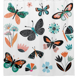 Butterflies and flowers,hand drawn collection of d