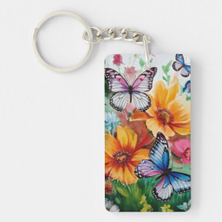 Butterflies and Flowers Keychain