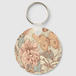 Butterflies and flowers keychain