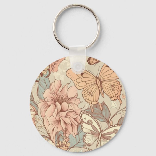 Butterflies and flowers  keychain (Front)