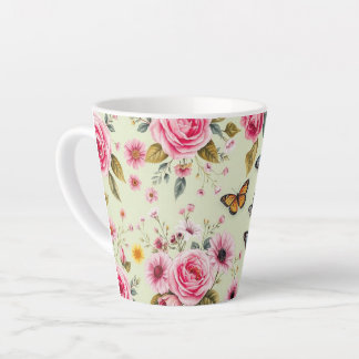 Butterflies And Flowers Latte Mug