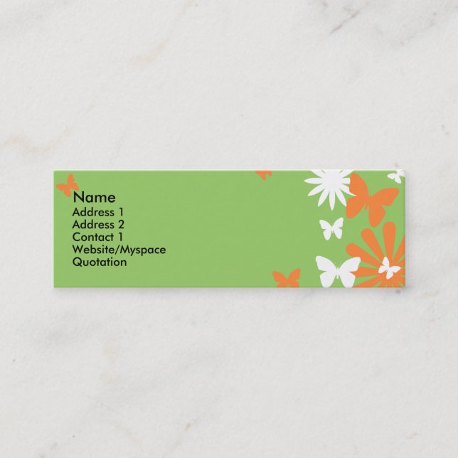 Butterflies and Flowers Mini Business Card (Front)