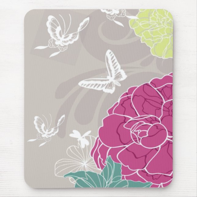 Butterflies and Flowers Mouse Pad (Front)