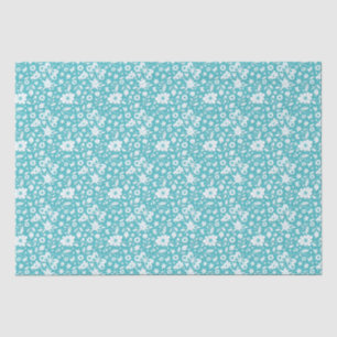 Butterflies And Flowers On Aqua Tissue Paper
