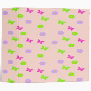 butterflies and flowers on pink binder