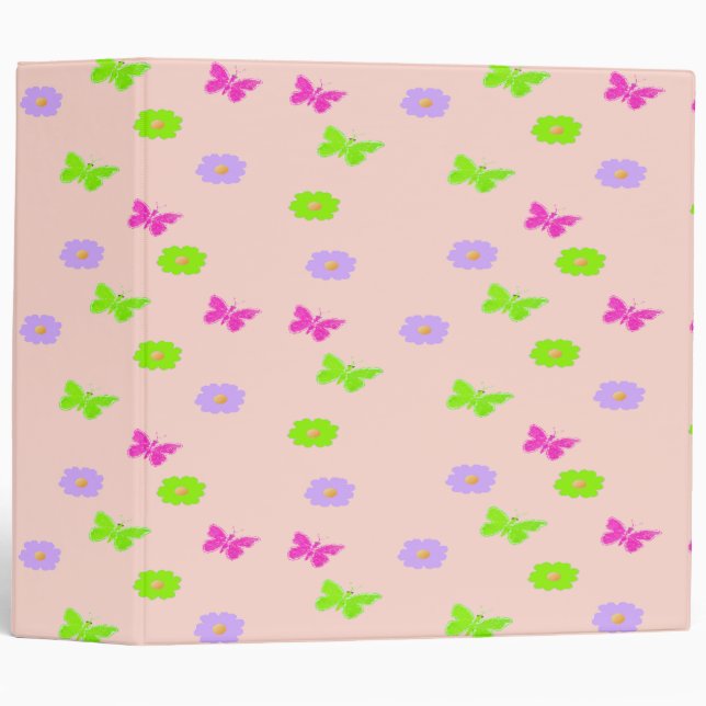 butterflies and flowers on pink binder (Front/Spine)