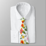 Butterflies and Flowers On White Tie<br><div class="desc">Summer flowers and butterflies on white.</div>