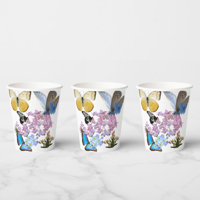 Butterflies and Flowers Paper Cups (Multi)