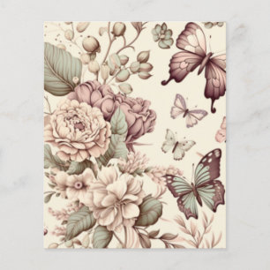 Butterflies and flowers pastel decor