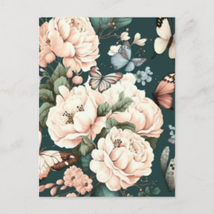 Butterflies and flowers postcard