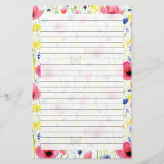 Butterflies and Flowers Stationery
