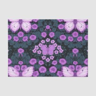 Butterflies and flowers symmetry, violet and blue tissue paper