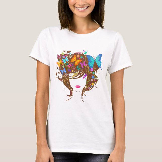 Butterflies and Flowers T-Shirt (Front)