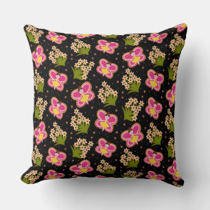 Butterflies and flowers throw pillow