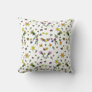 Butterflies and Flowers Throw Pillow
