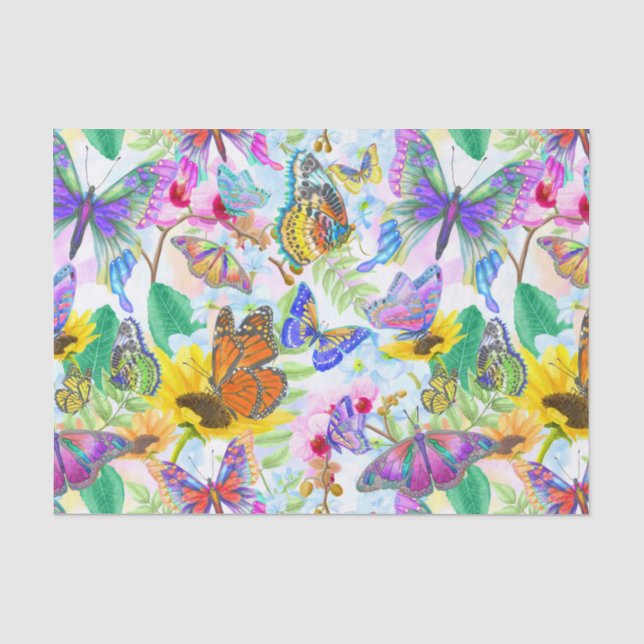 Butterflies and Flowers Tissue Paper (Front)