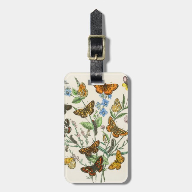 Butterflies and Flowers Vintage Illustration 1 Luggage Tag (Front Vertical)