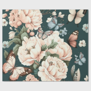 Butterflies and flowers  wrapping paper