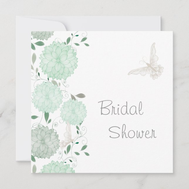 Butterflies and Green Chrysanthemums Bridal Shower Invitation (Front)
