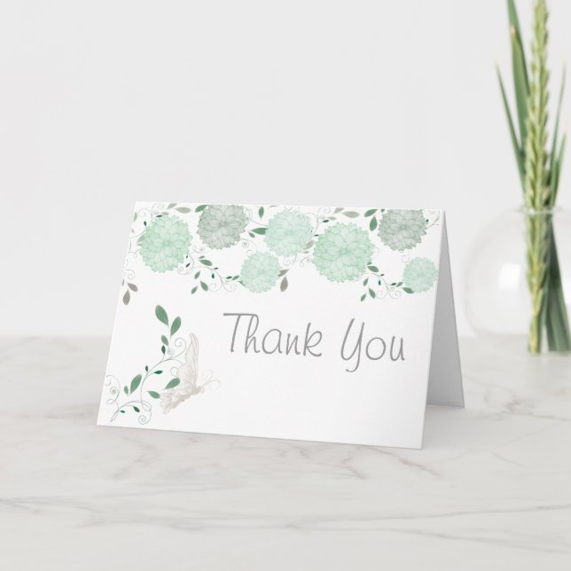 Butterflies and Green Chrysanthemums Thank You (Front)