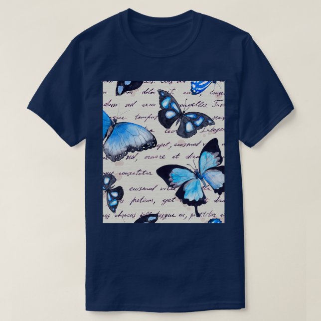 Butterflies and hand written text note T-Shirt (Design Front)
