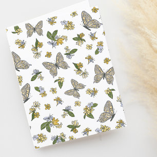 Butterflies and Honeysuckle Pattern Blank Thank You Card