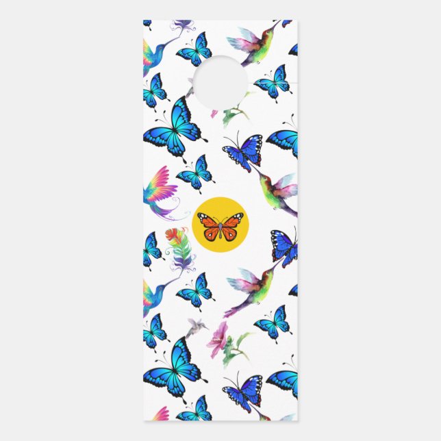 Butterflies and hummingbirds pattern door hanger (Back)