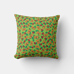Butterflies and Ladybugs on green leaves Throw Pillow