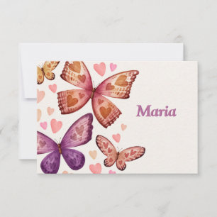 Butterflies and Love Flat Thank You Card