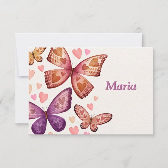 Butterflies and Love Flat Thank You Card (Front)