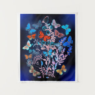 Butterflies and Moths Fluttering over Flowers Tapestry