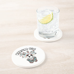 Butterflies and Mushrooms Dream Big positive inspo Coaster
