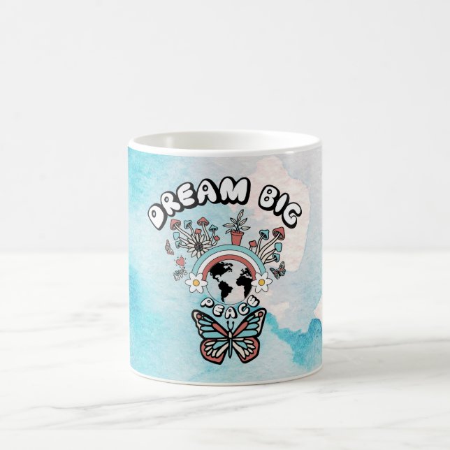 Butterflies and Mushrooms Dream Big positive inspo Coffee Mug (Center)