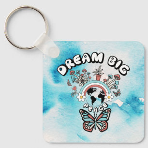 Butterflies and Mushrooms Dream Big positive inspo Keychain