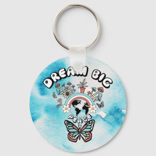 Butterflies and Mushrooms Dream Big positive inspo Keychain