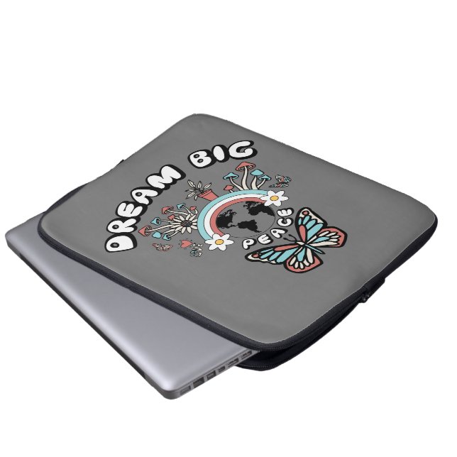 Butterflies and Mushrooms Dream Big positive inspo Laptop Sleeve (Front Bottom)