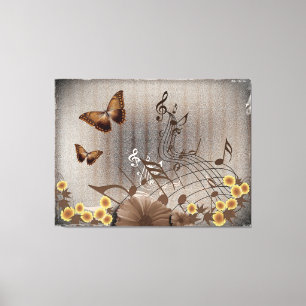 Butterflies and Music Notes Canvas Print