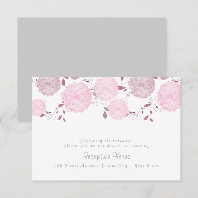 Butterflies and Pink Chrysanthemums Reception Invitation (Front/Back)