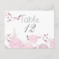 Butterflies and Pink Chrysanthemums Table Card