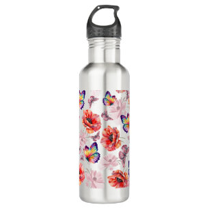 Butterflies and Poppy Flowers 710 Ml Water Bottle