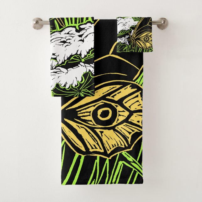 Butterflies and Queen Anne's Lace Bath Towel Set (Insitu)