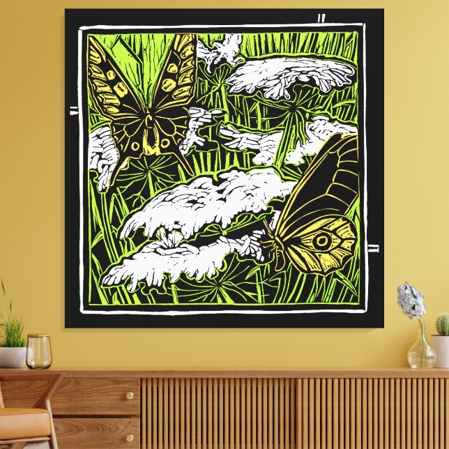 Butterflies and Queen Anne's Lace Canvas Print (Insitu(LivingRoom))