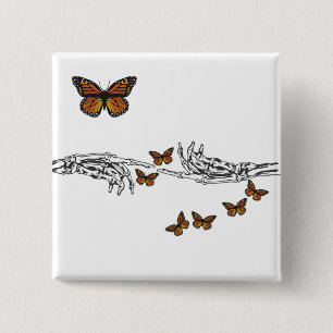 Butterflies and Skeletons 2 Inch Square Button